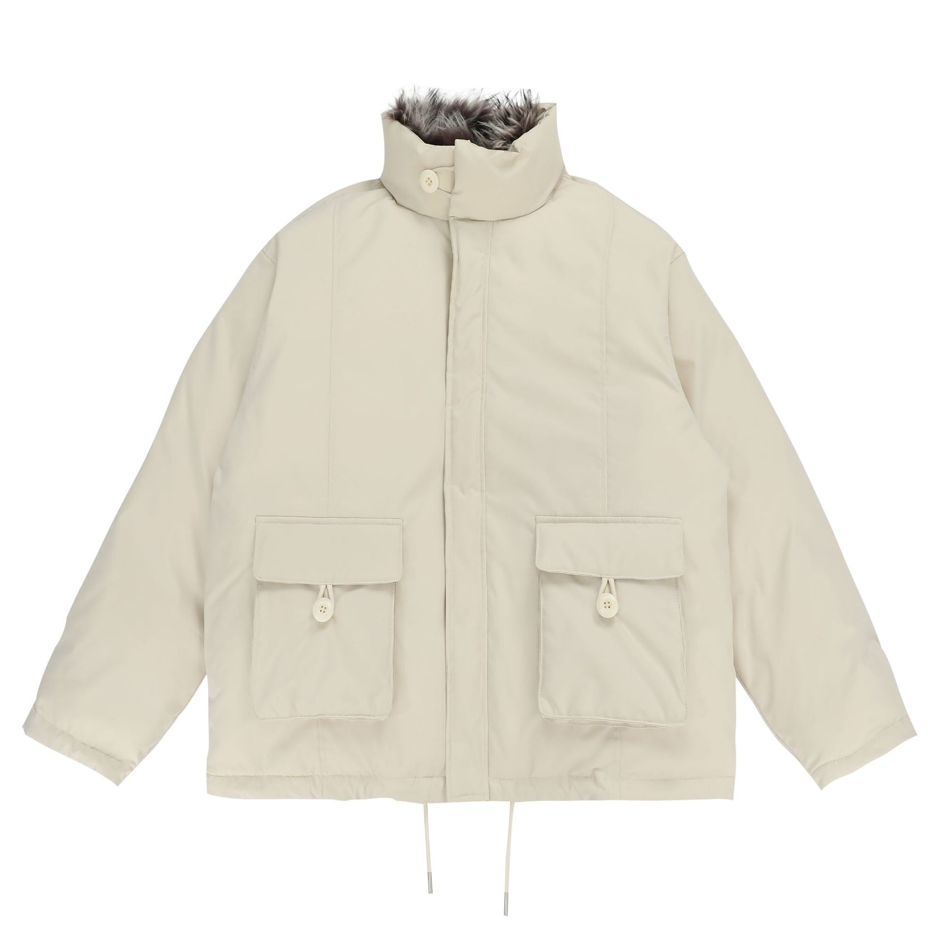 CY American retro fur collar thickened cleanfit cotton Jacket