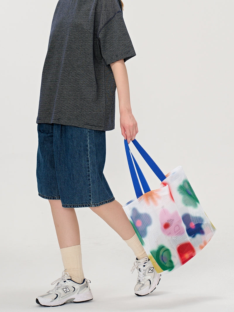 FREEIN Original Dopamine Flower Mesh Tote Bag