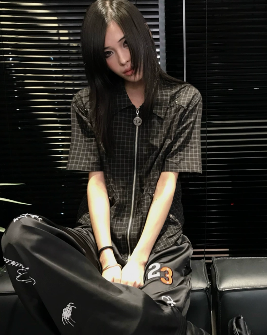 TZ Killer Plaid Rivet Stitching Shirt