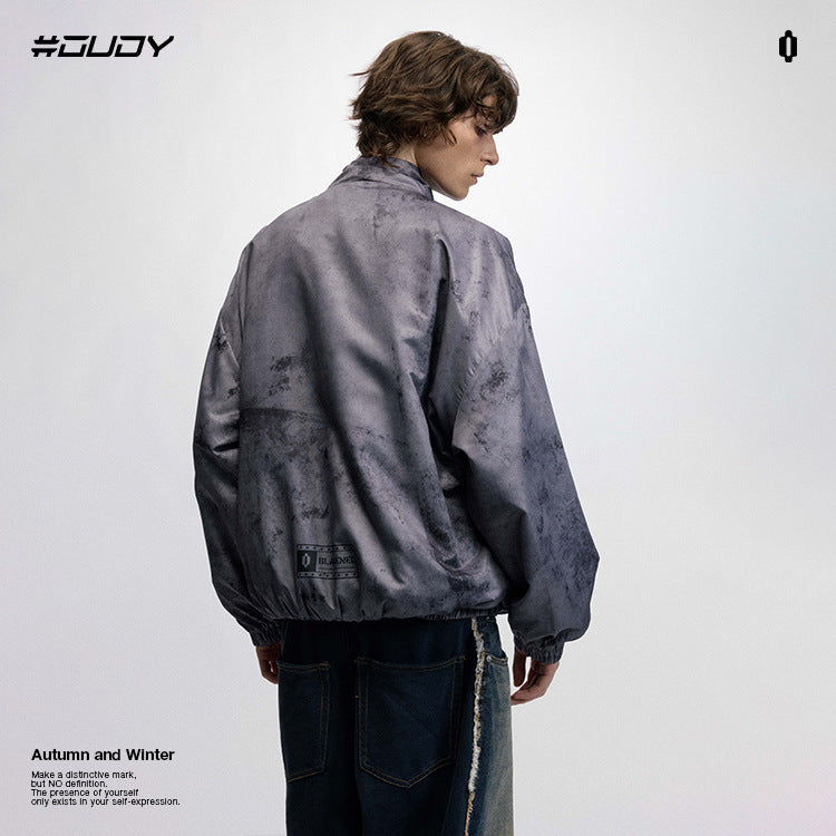 #OVDY Street Wear Digital Printed Stand Collar Dropped Shoulder Oversize Jacket