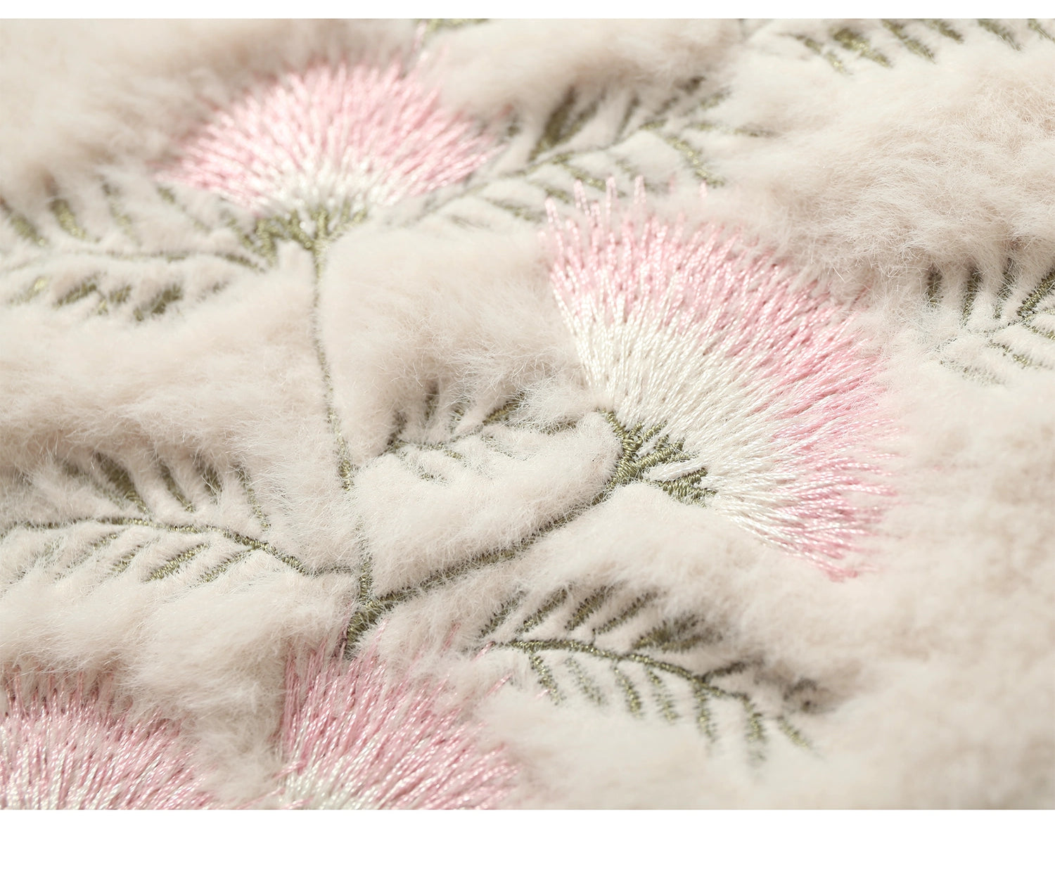 LOUMUTAKU Vine Bamboo Flower Embroidered Fluff Tote Bag