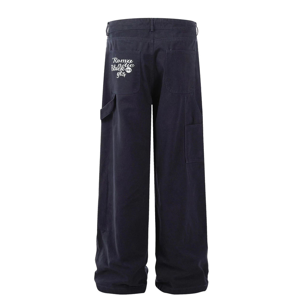 BTSG Original Loose Straight Embroidered Rope Retro Street Dancing Wide-leg Trousers