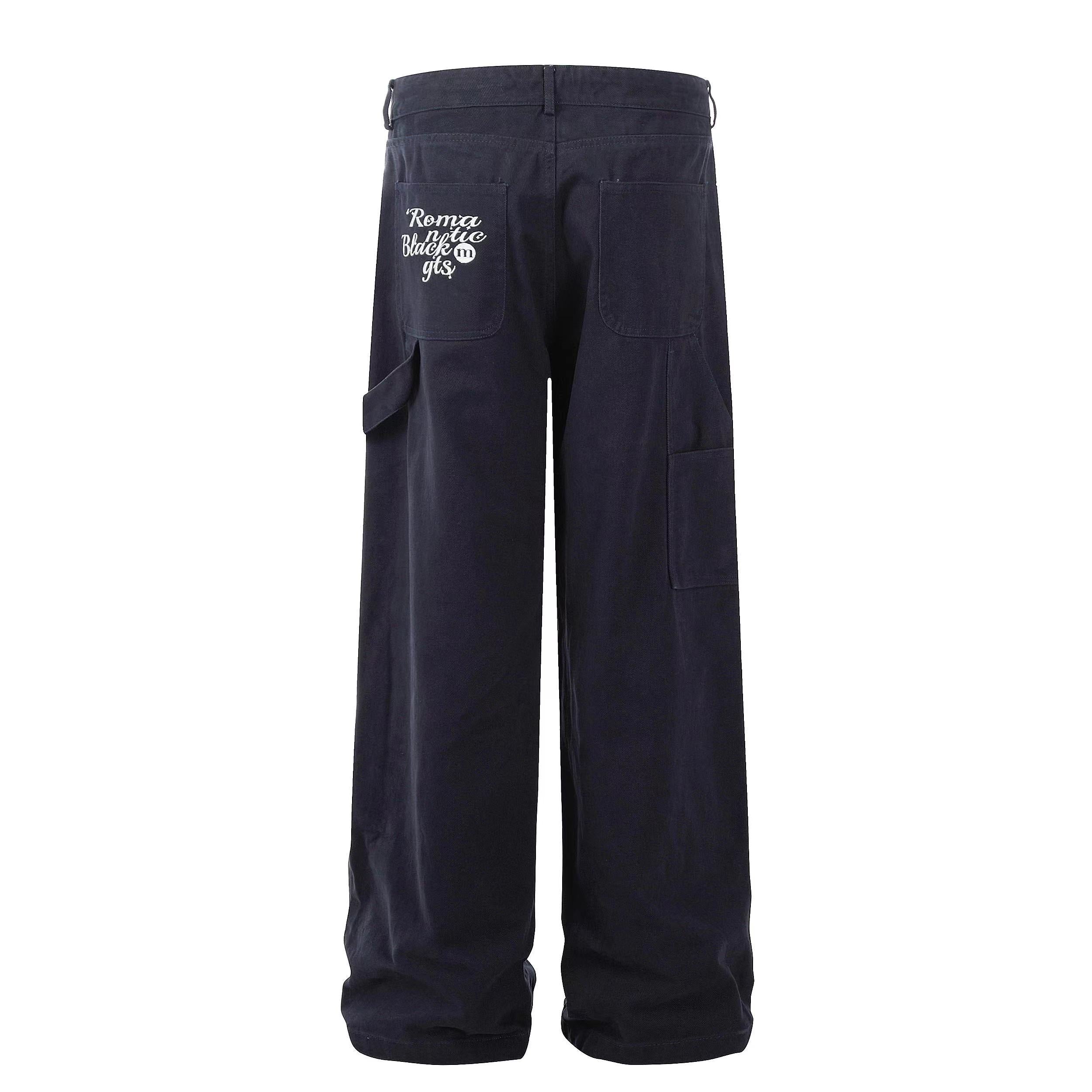 BTSG Original Loose Straight Embroidered Rope Retro Street Dancing Wide-leg Trousers