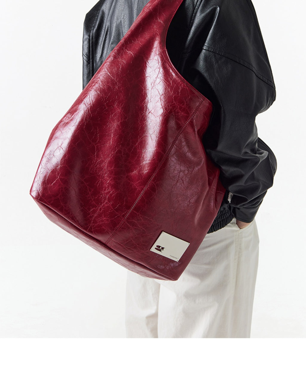 CryingCenter Crack Glossy Oil Wax Crossbody Bag