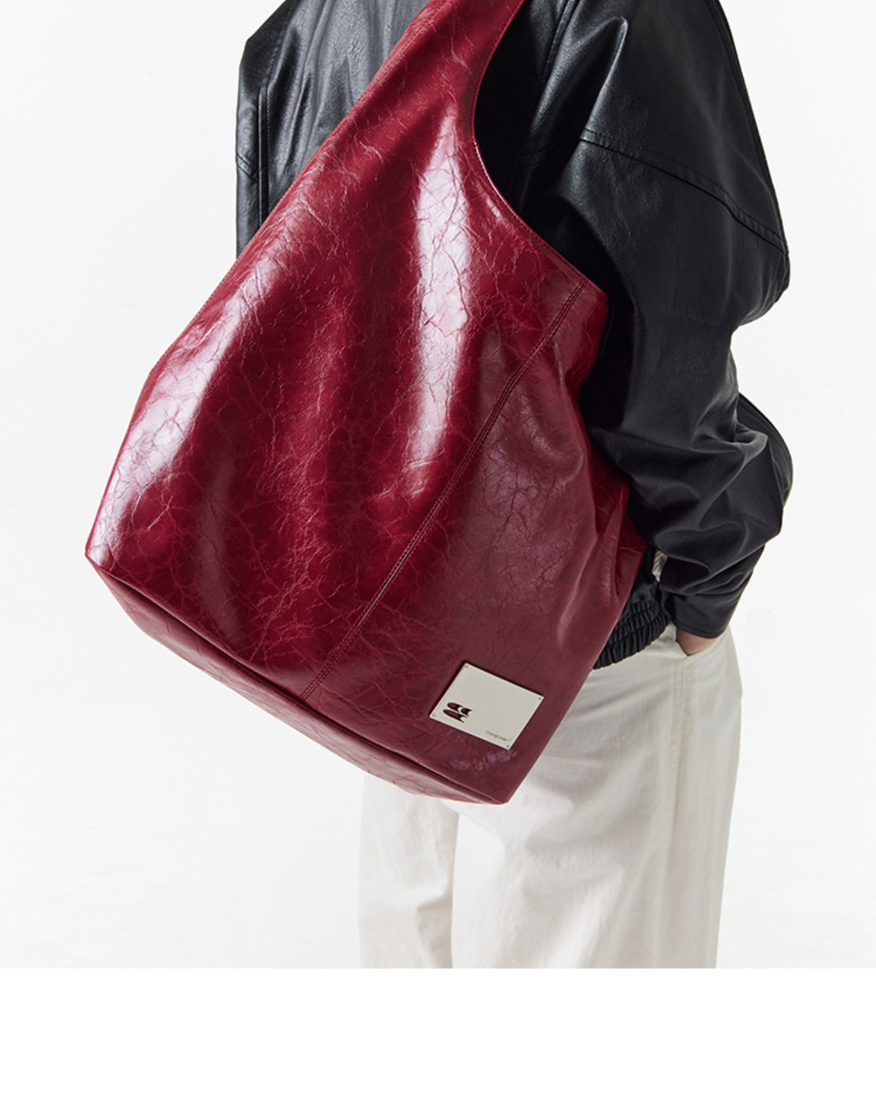 CryingCenter Crack Glossy Oil Wax Crossbody Bag