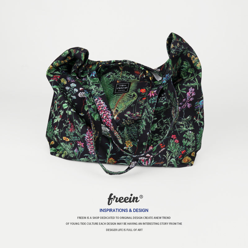 FREEIN flower print canvas bag