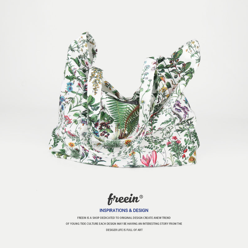 FREEIN flower print canvas bag