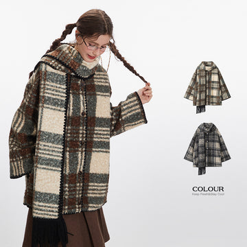 Nariele high-end scarf collar design warm wool jacket