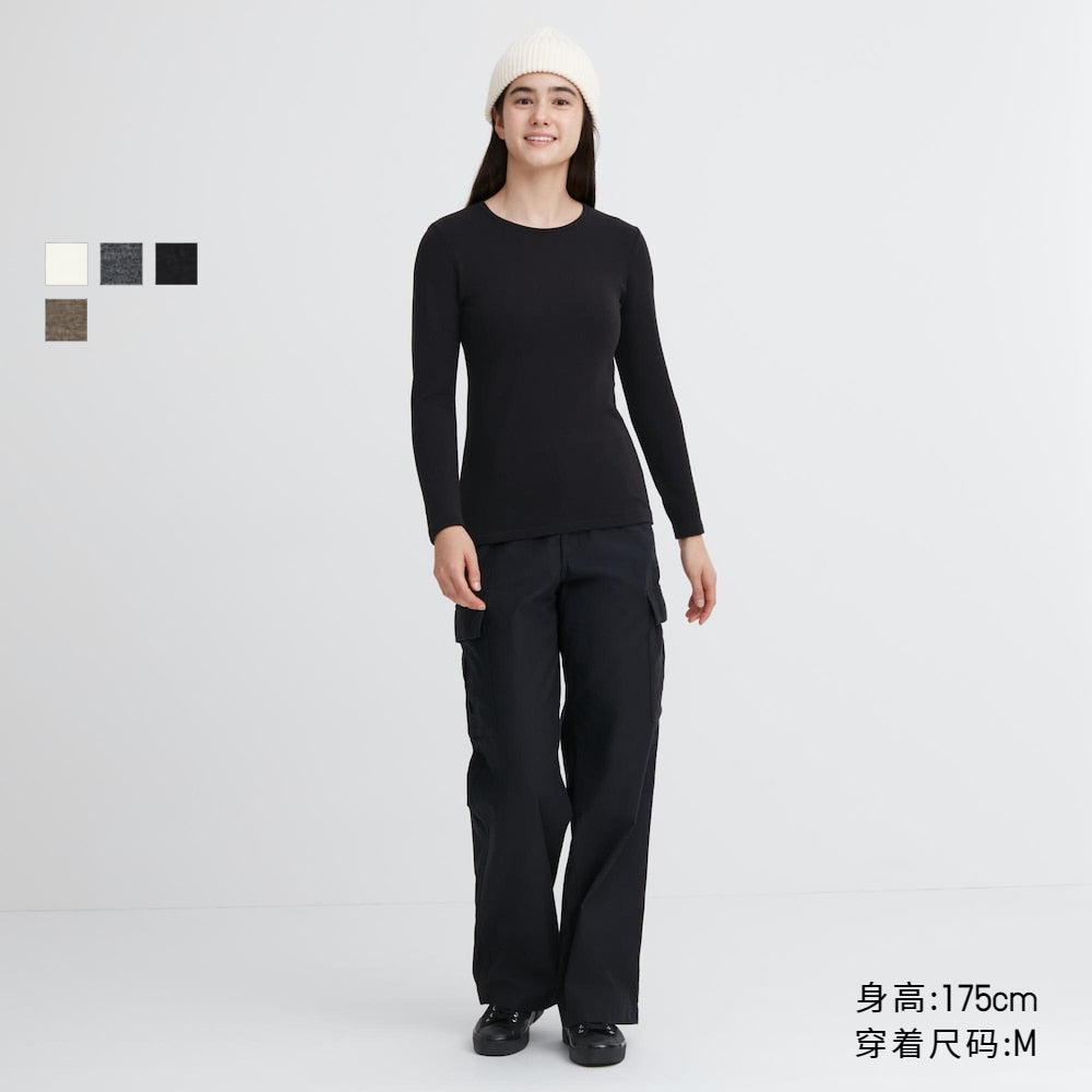 UNIQLO WOMEN'S HEATTECH ULTRA WARM CREW NECK T-SHIRT LONG SLEEVE 460406 450738