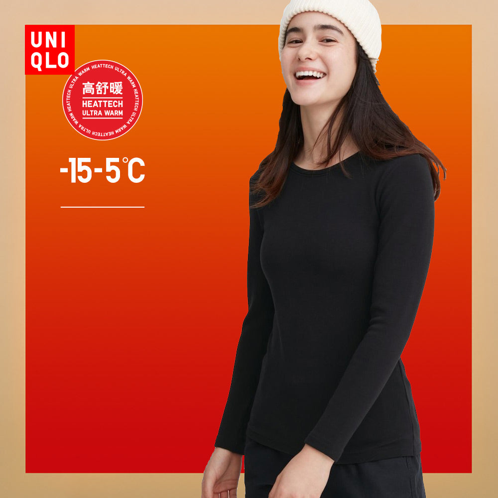 UNIQLO WOMEN'S HEATTECH ULTRA WARM CREW NECK T-SHIRT LONG SLEEVE 460406 450738