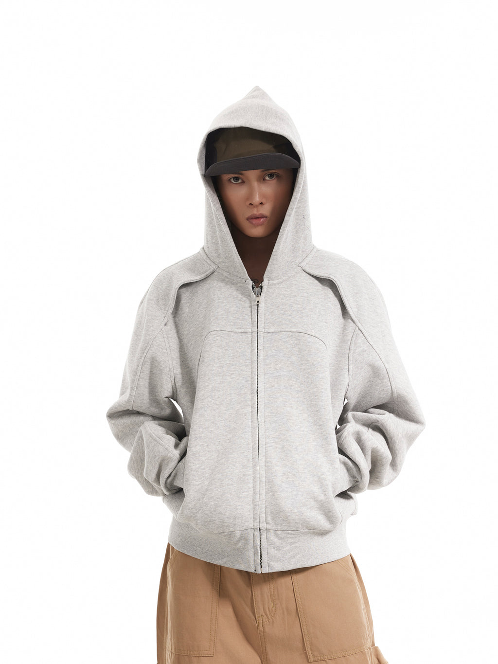 (Clearance) BTSG Deconstructed Cropped Fit Zipper Jacket