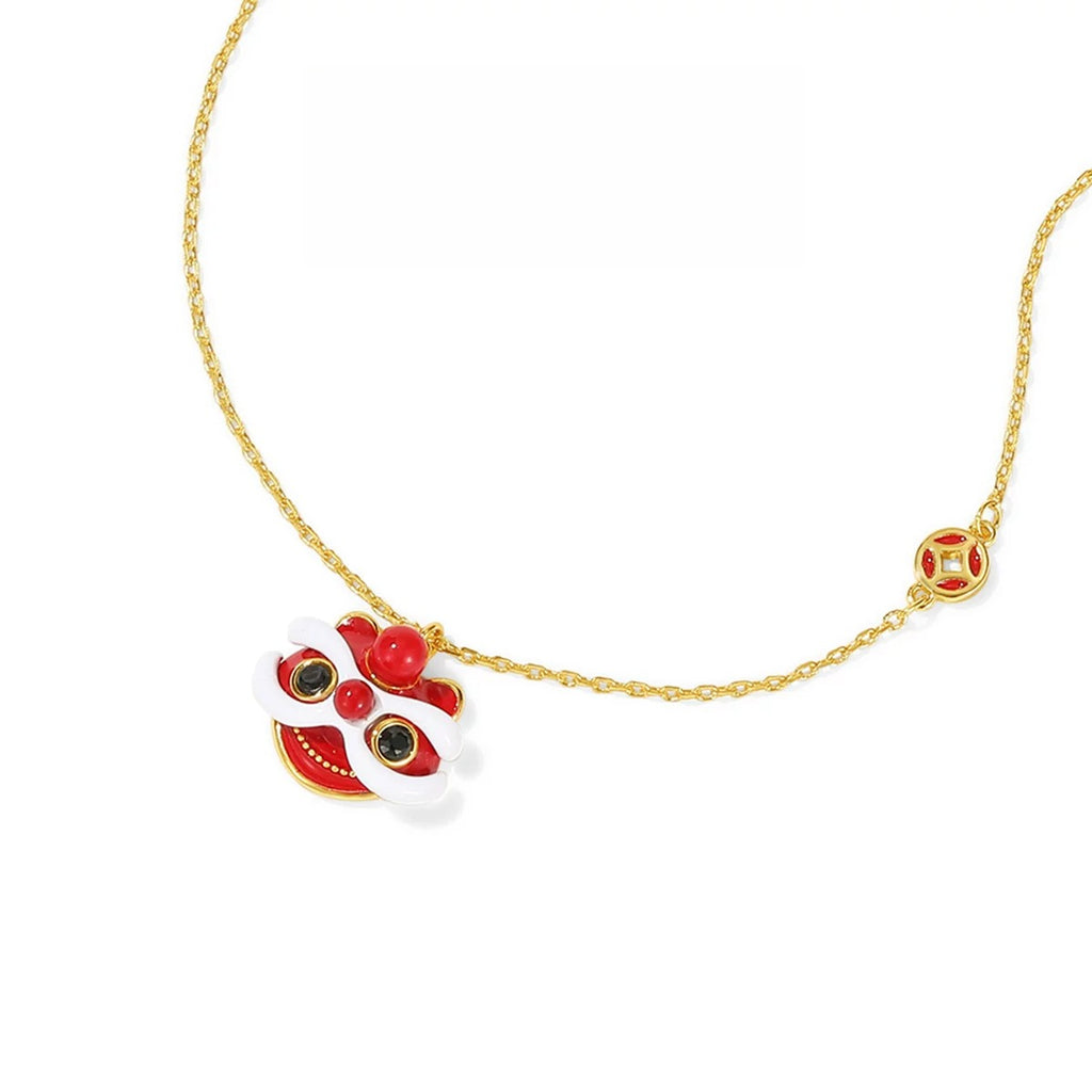 DODOGOGO New Chinese Lion Dance Clavicle Chain Necklace