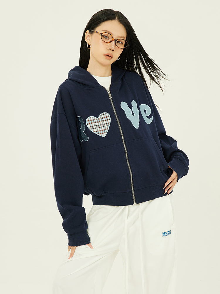 Axis Mundi American Vintage Plaid Heart Cropped Cardigan Jacket