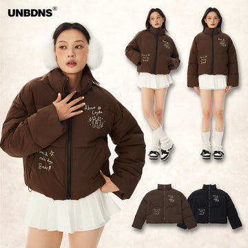 UNBDNS Prints Graffiti Girl Cotton Cropped Jacket