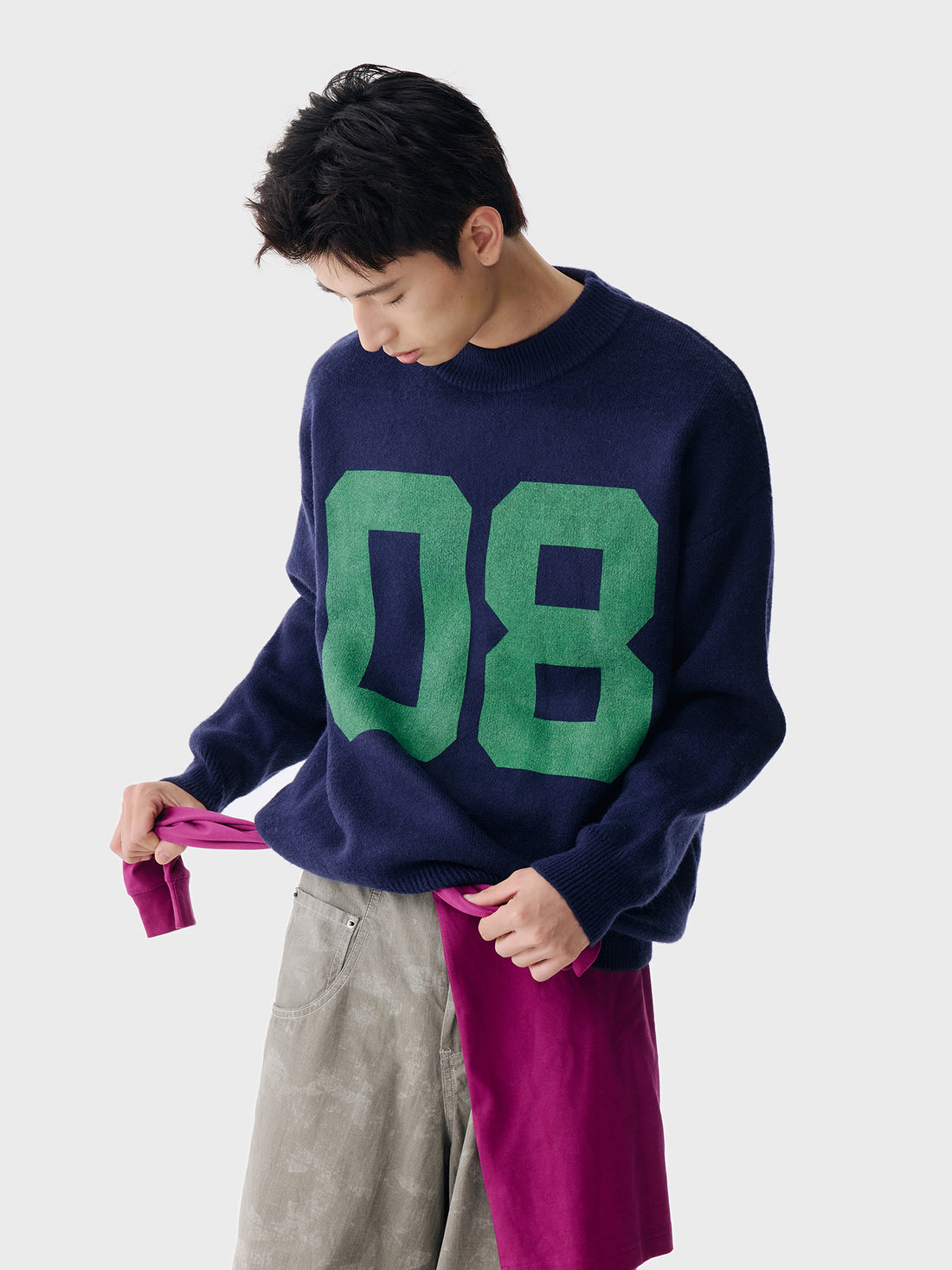 OWOX Sporty Digital Crew Neck Knit Sweater