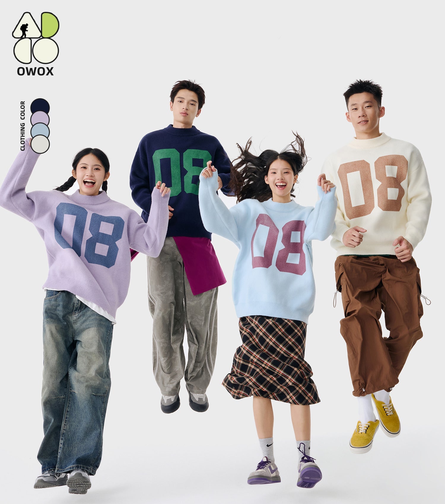 OWOX Sporty Digital Crew Neck Knit Sweater