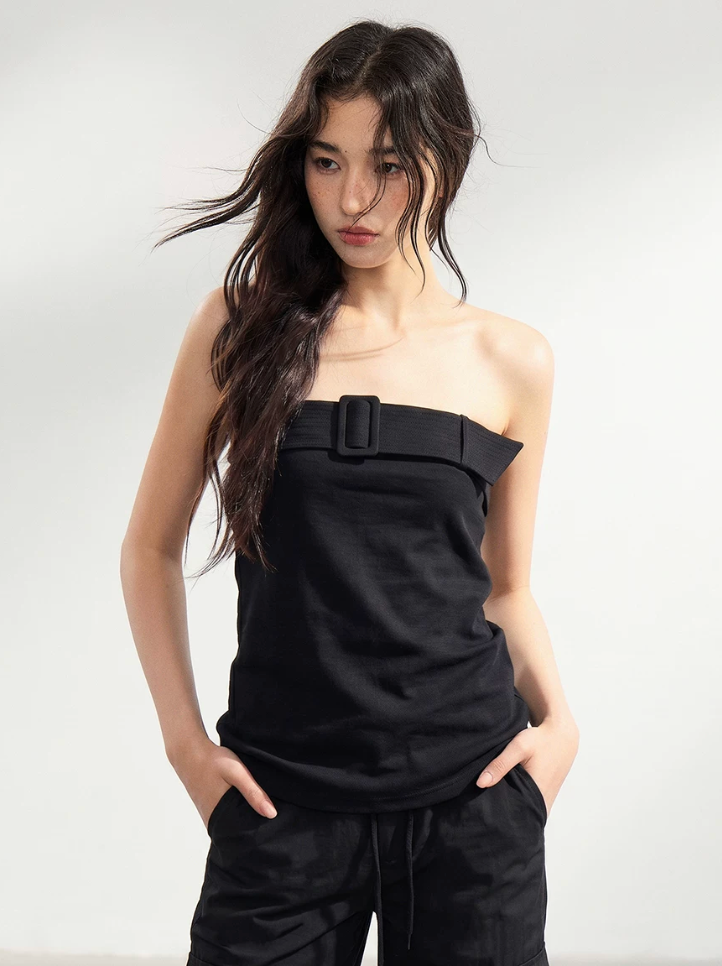 WITHMIN One-word Neck Wide Chest Strap Adjustable Loose Tube Top