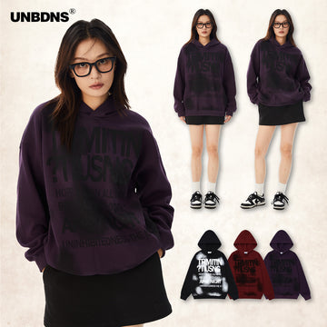 UNBDNS Retro tie-dye monogram print unisex fleece hoodie