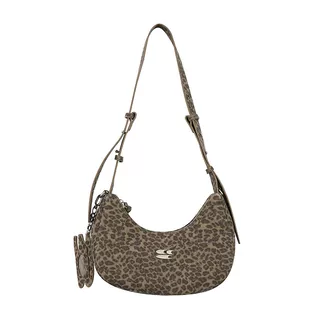 CryingCenter Leopard Velvet Multicolor Crossbody Shoulder Bag with logo pendant