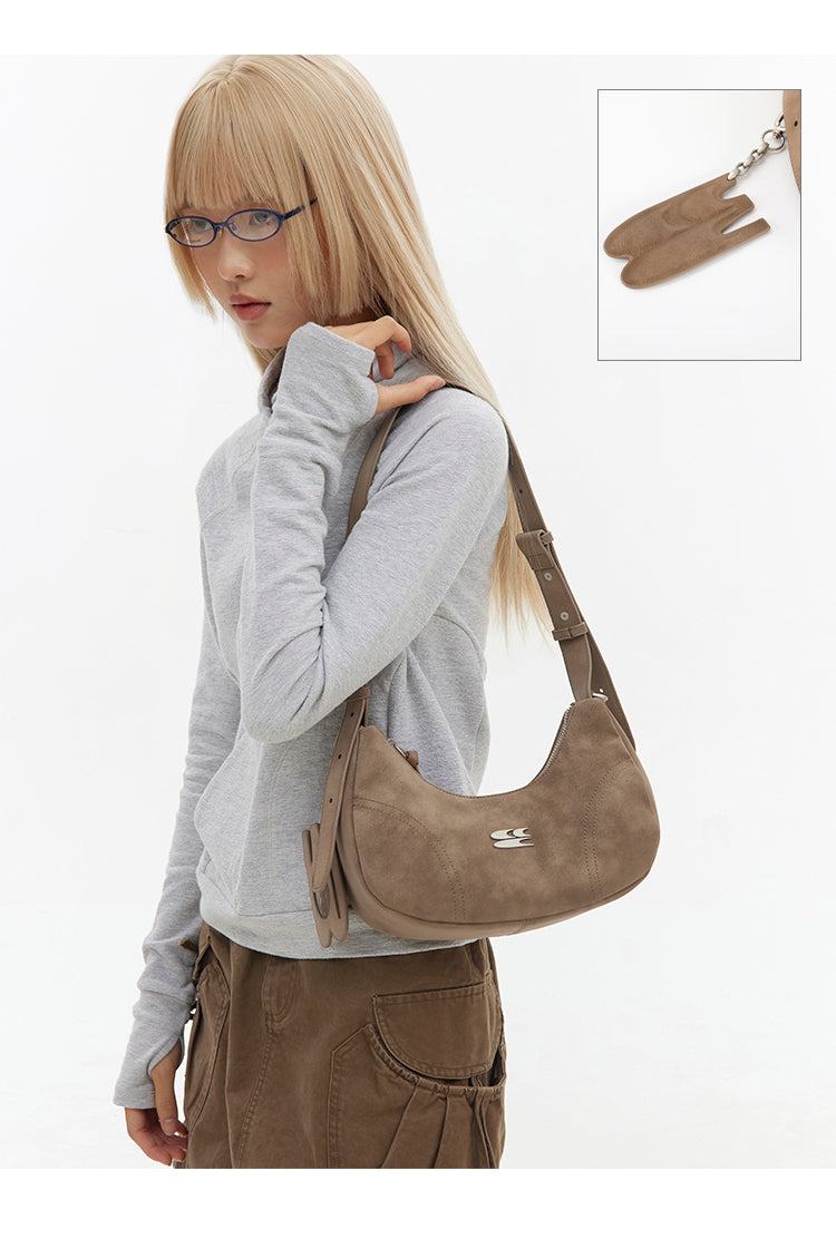 CryingCenter Leopard Velvet Multicolor Crossbody Shoulder Bag with logo pendant