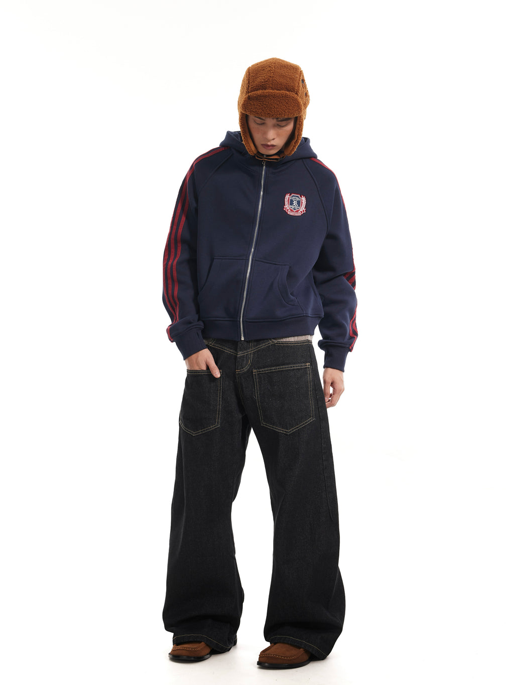 BTSG reverse stitching curved scimitar jeans