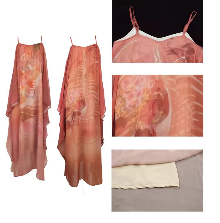 YEDM Floral Print Suspender Dress