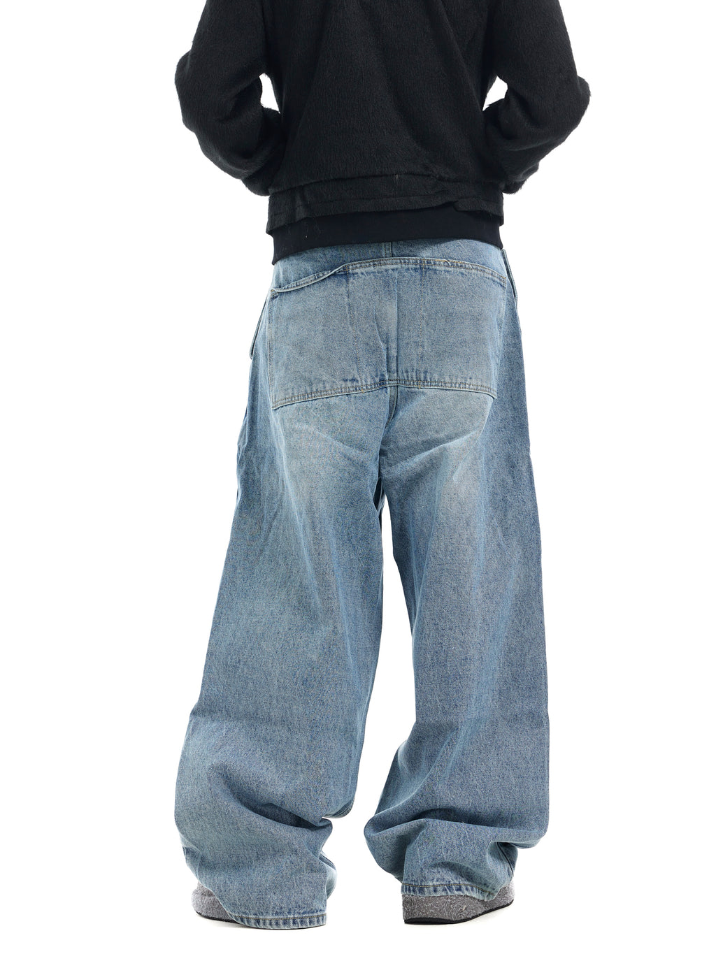 BTSG Double Waist Deconstructed Baggy Jeans