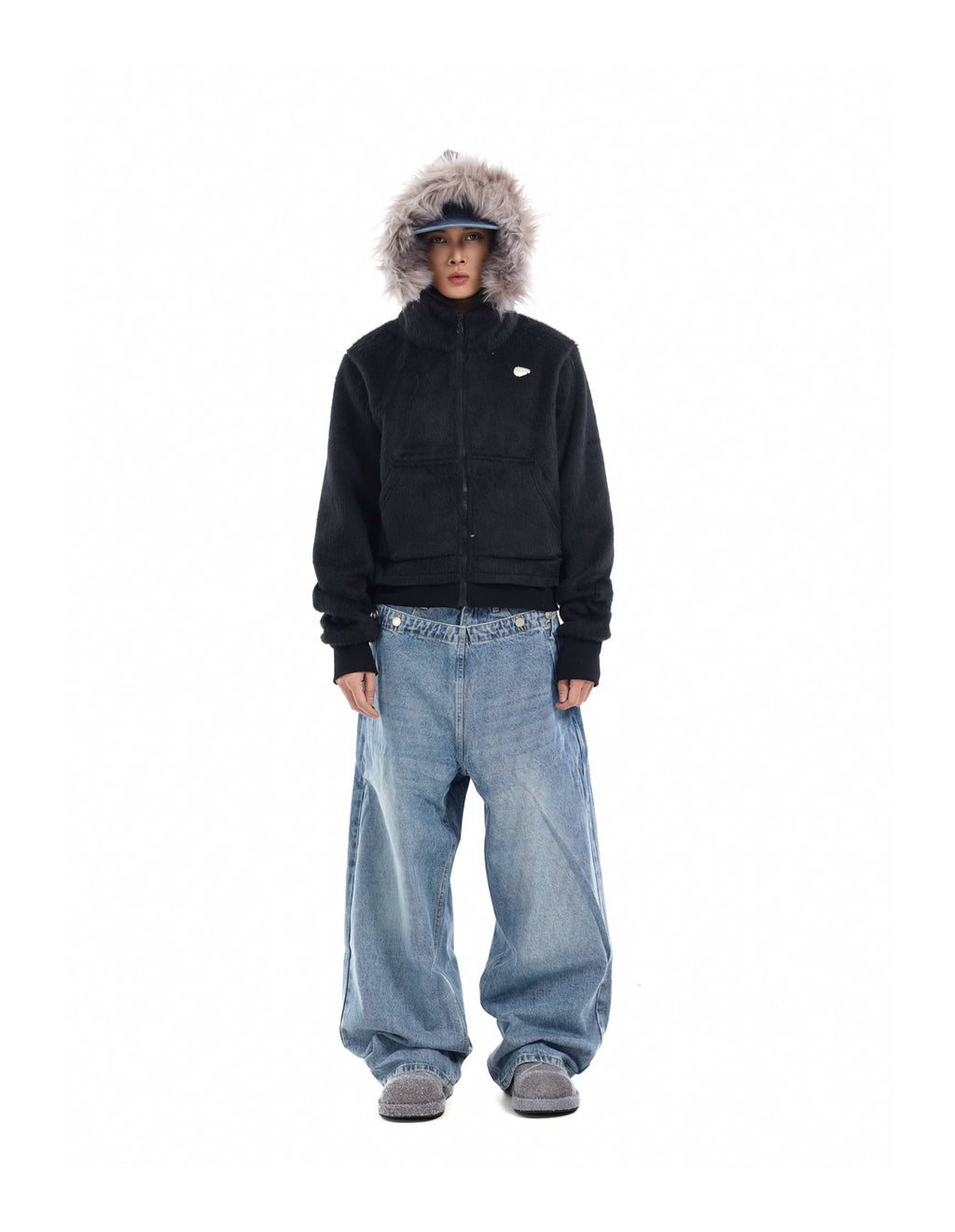 BTSG Double Waist Deconstructed Baggy Jeans