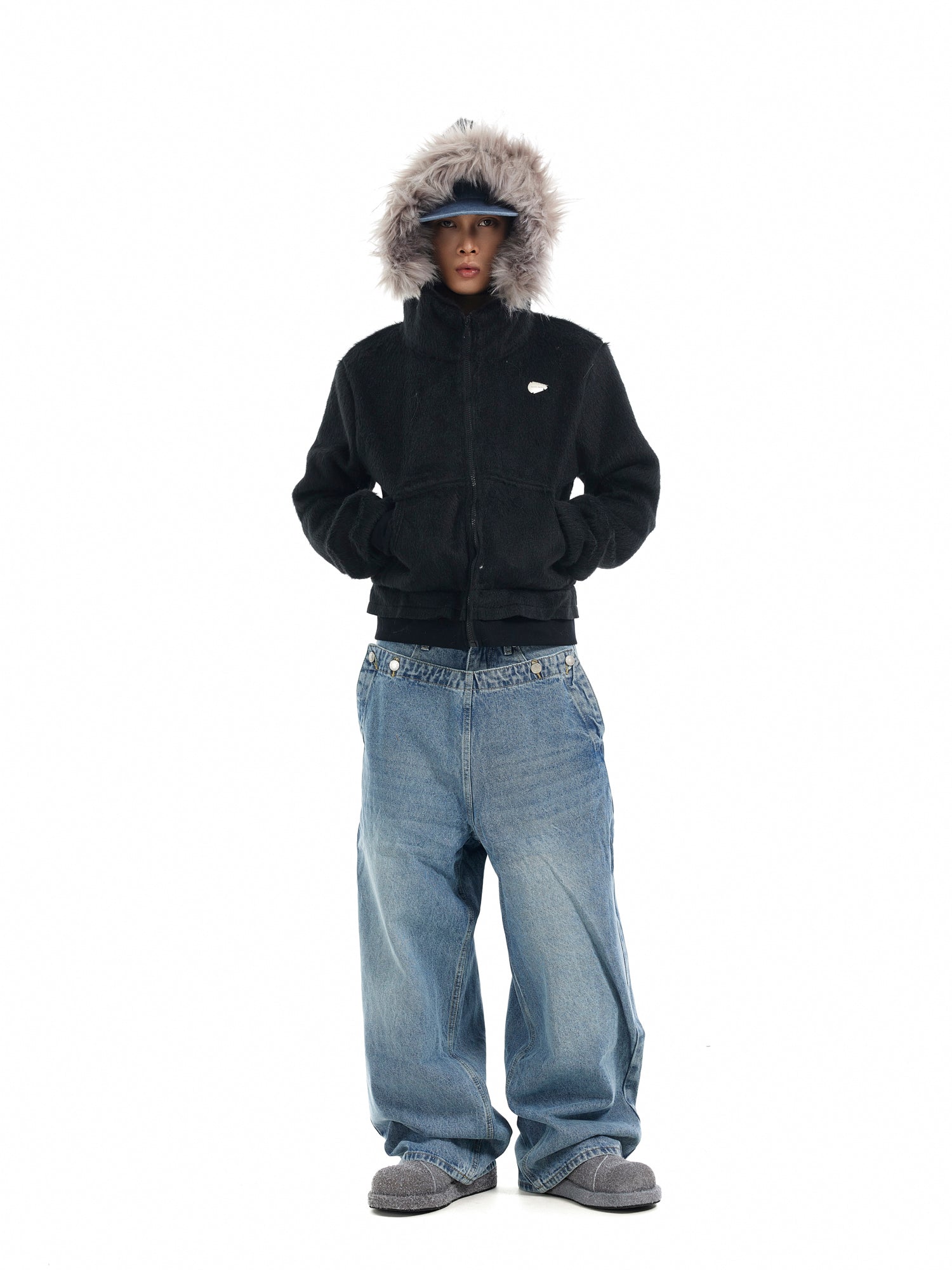 BTSG Double Waist Deconstructed Baggy Jeans