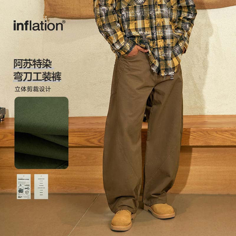 INFLATION Men's Wear Dsut dyed scimitar cotton loose retro casual Pants