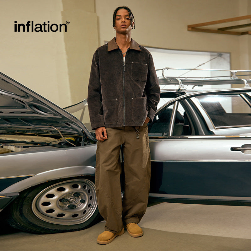 INFLATION Men's Wear Dsut dyed scimitar cotton loose retro casual Pants