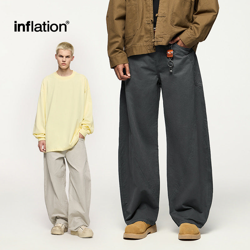 INFLATION Men's Wear Dsut dyed scimitar cotton loose retro casual Pants