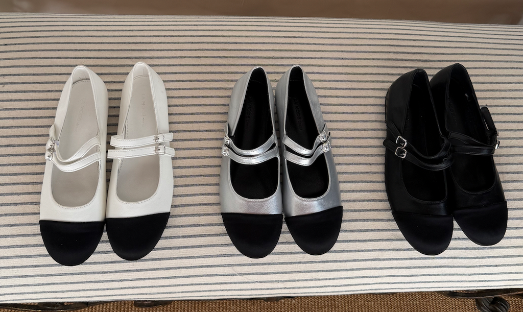 La mode Contrast Double-Strap Mary Janes