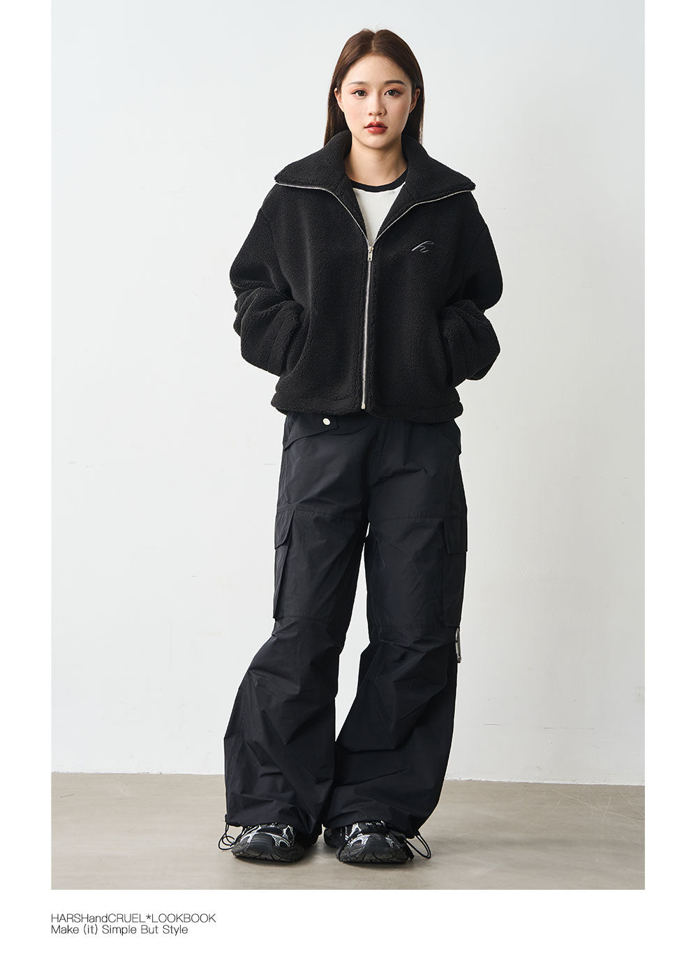 Harshandcruel Cropped Stand Collar Cashmere insulated plush jacket