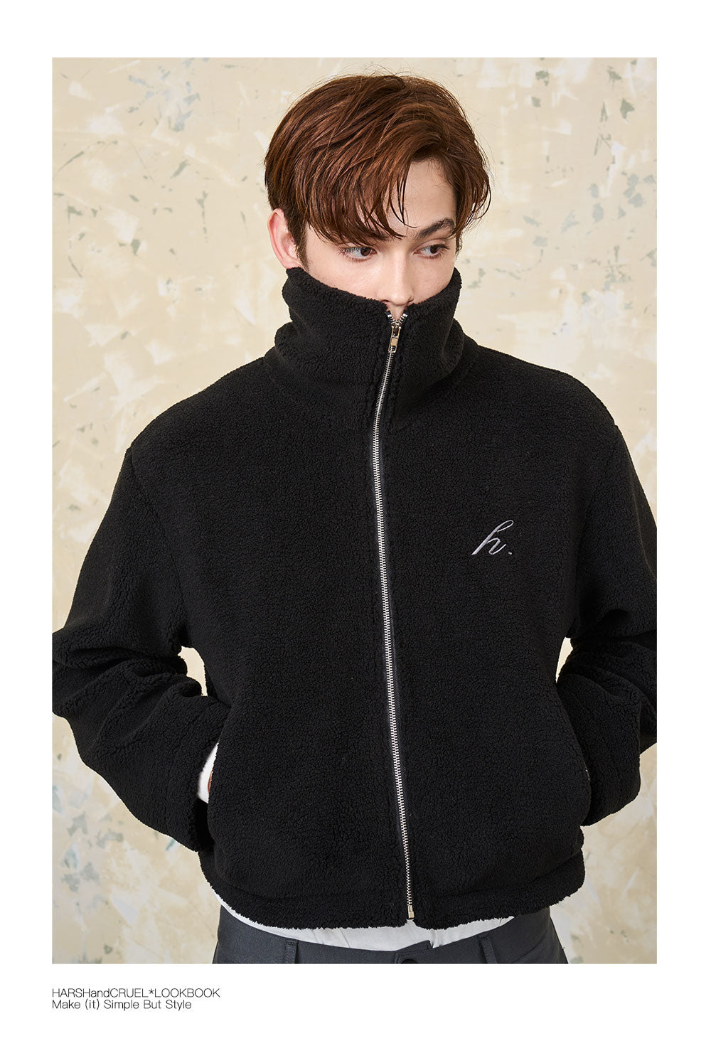 Harshandcruel Cropped Stand Collar Cashmere insulated plush jacket