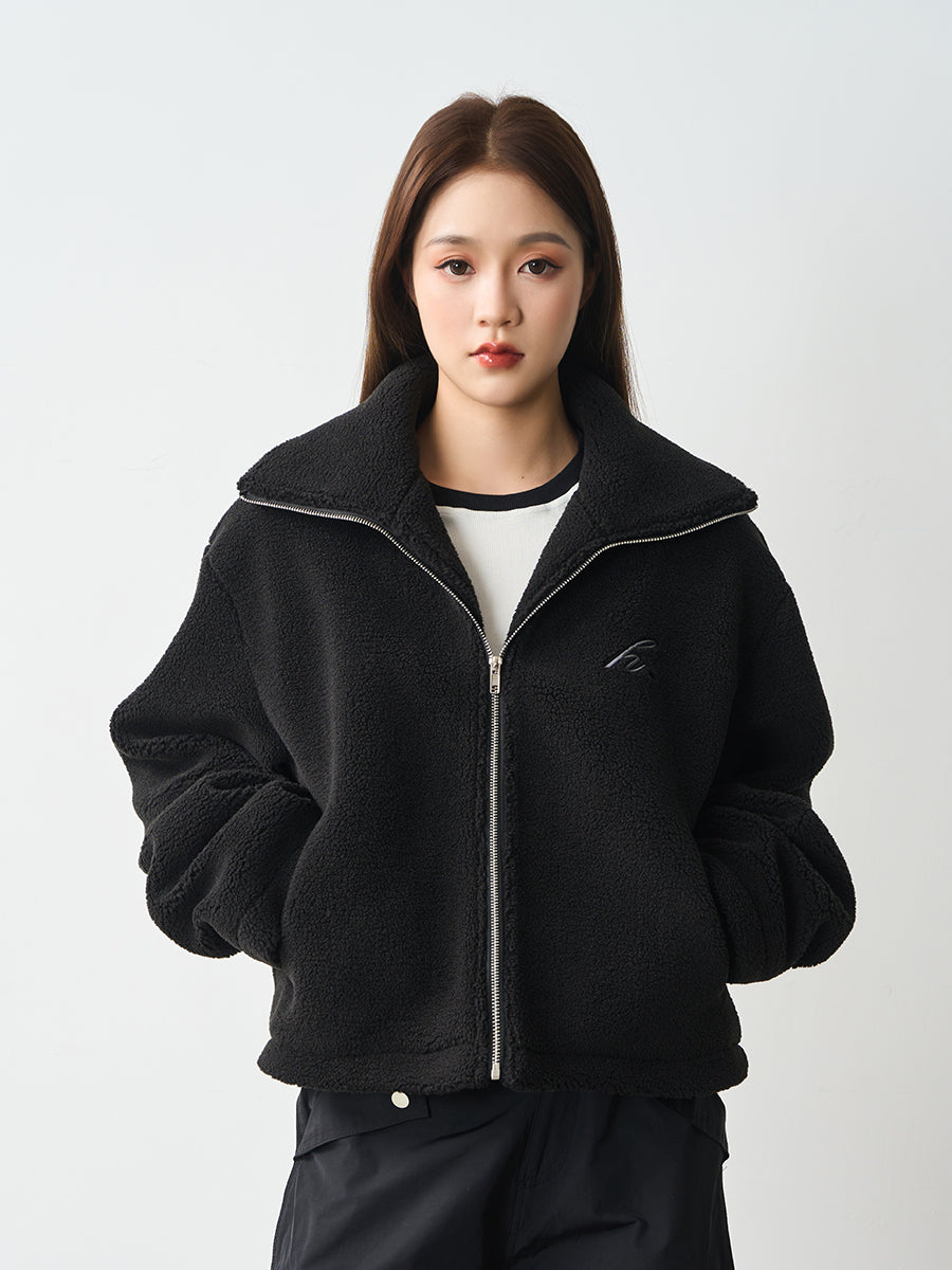 Harshandcruel Cropped Stand Collar Cashmere insulated plush jacket