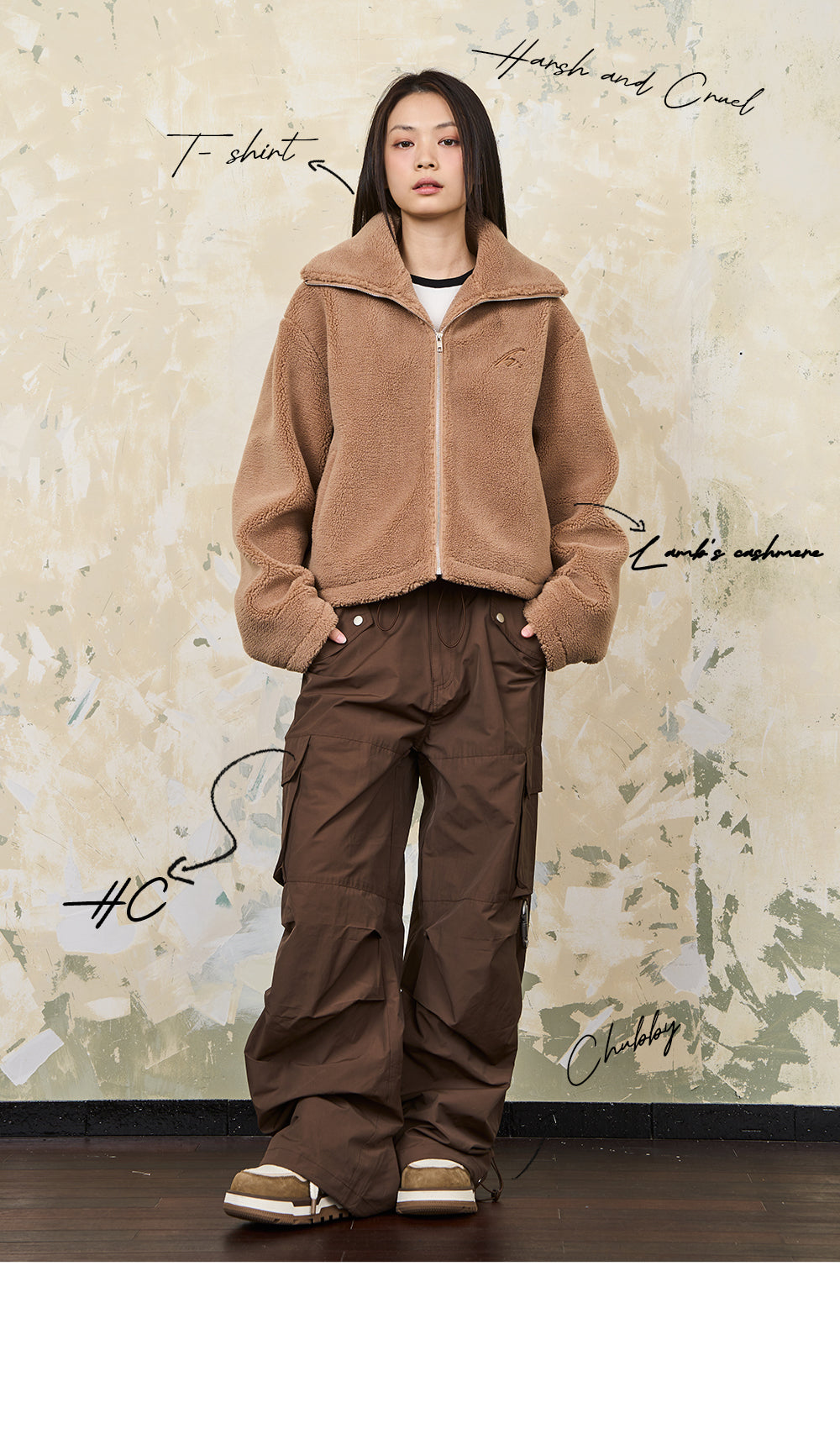 Harshandcruel Cropped Stand Collar Cashmere insulated plush jacket