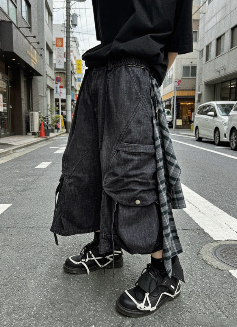 RELABEL Removable Fart Curtain Denim Eight-point Shorts