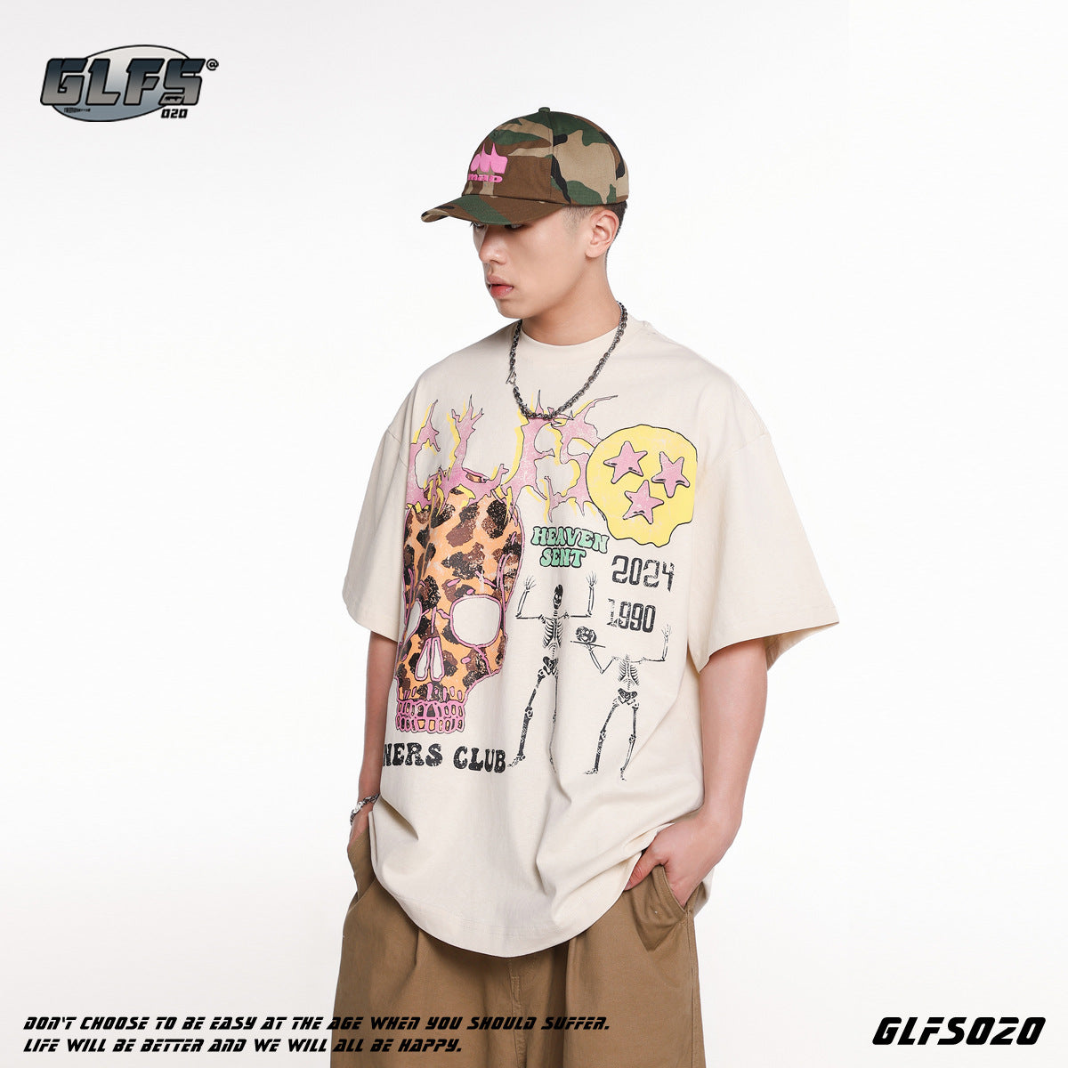 GLFS Skull Fried Street Premium Retro T-Shirt