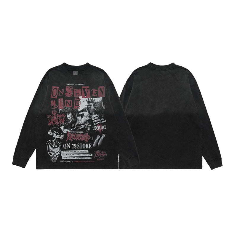 "Clearance" Lawfoo Distressed ON79 loose long sleeve Tee
