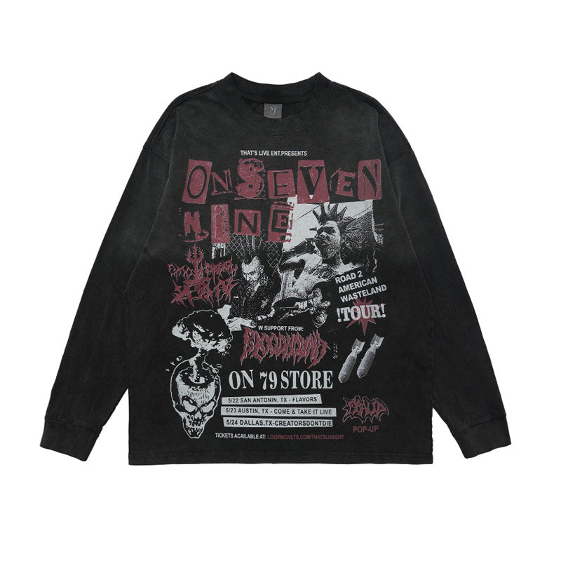 "Clearance" Lawfoo Distressed ON79 loose long sleeve Tee