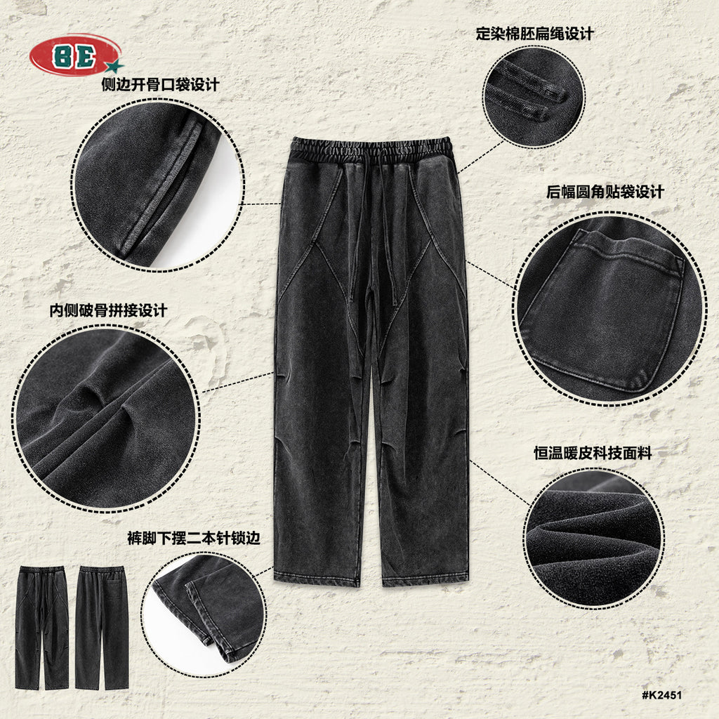 BE Washed Sliced Knitted Sweatpants