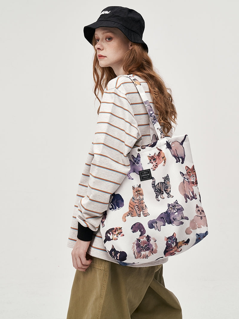FREEIN cat print canvas bag