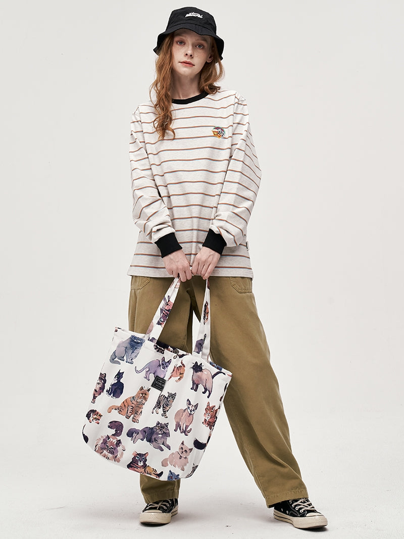 FREEIN cat print canvas bag