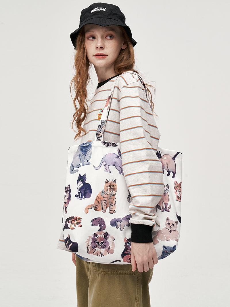 FREEIN cat print canvas bag