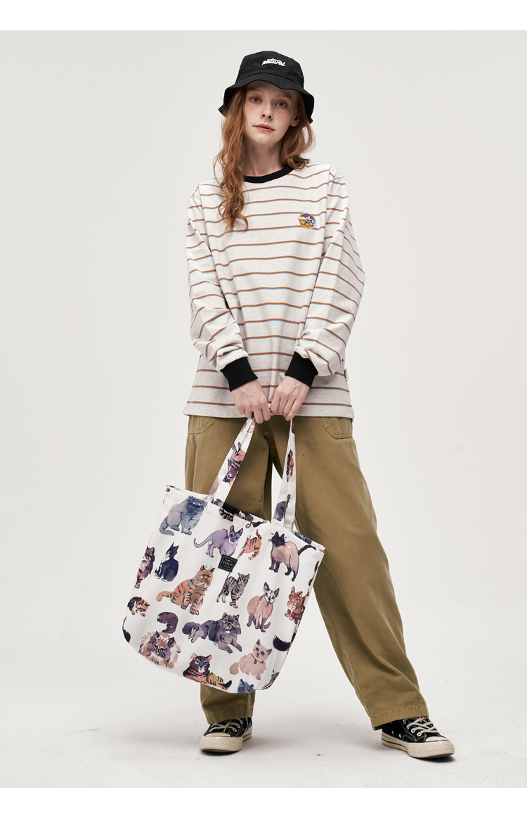 FREEIN cat print canvas bag