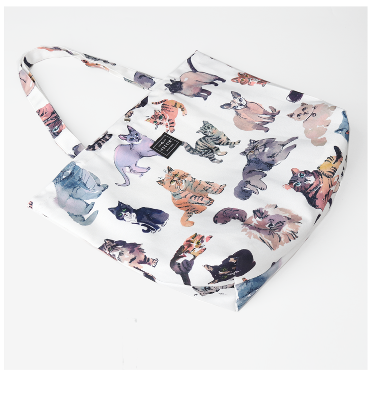 FREEIN cat print canvas bag
