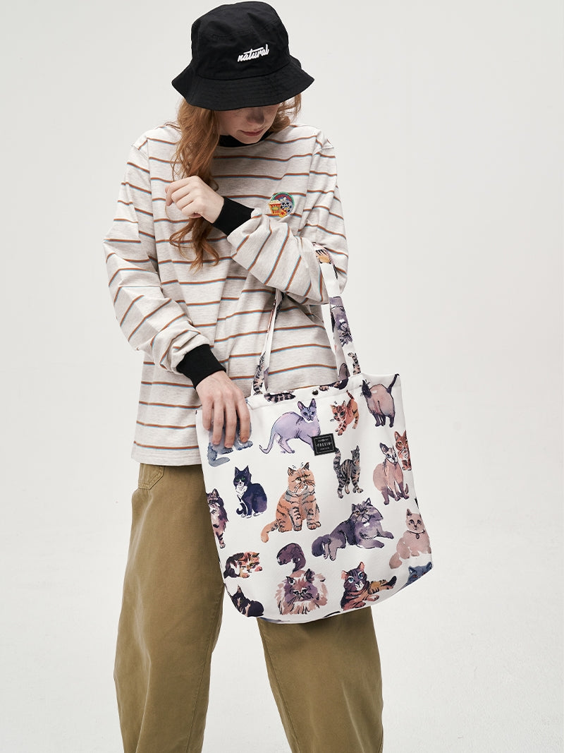 FREEIN cat print canvas bag