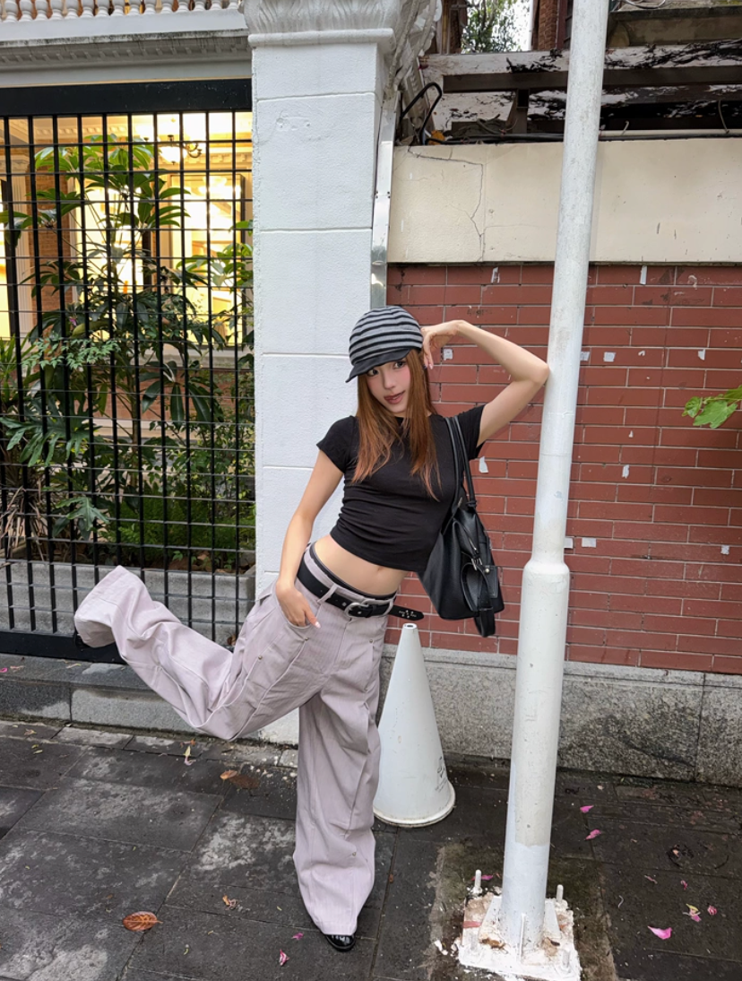 TZ Killer Pleated Rivet Scimitar Wide Leg Pants