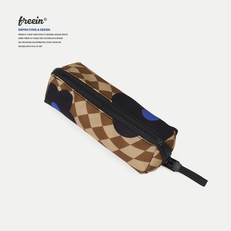 FREEIN checkerboard flower print pencil case